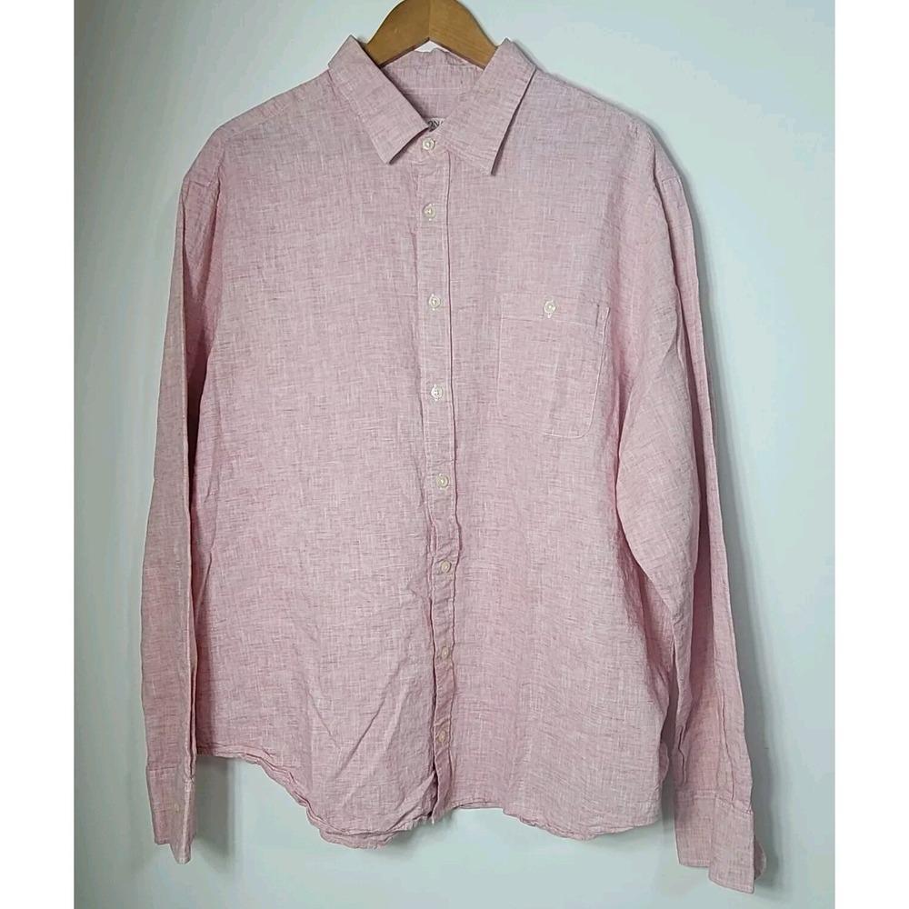 Merona Men's Linen Blend Button-Down Shirt Size XXL Pink Heather